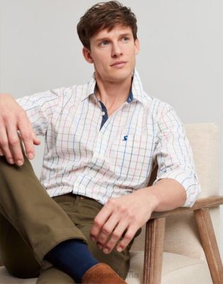 Joules España | Joules Camisa de popelina melocotón de corte clásico de Abbott NZ402244 verificación múltiple hombres