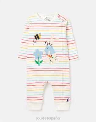 Joules España | Joules Mono con diseño artístico de algodón de cultivo orgánico Winfield de 0 a 9 meses NZ402410 conejito de rayas blancas criaturas