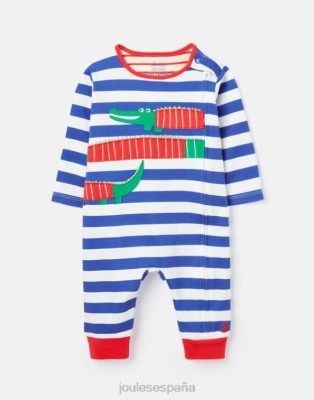 Joules España | Joules Mono con diseño artístico de algodón de cultivo orgánico Winfield de 0 a 9 meses NZ402426 cocodrilo raya azul criaturas