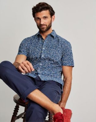 Joules España | Joules camisa Lloyd de corte clásico estampada NZ402195 flor azul hombres