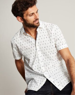 Joules España | Joules camisa Lloyd de corte clásico estampada NZ402238 blanco hombres