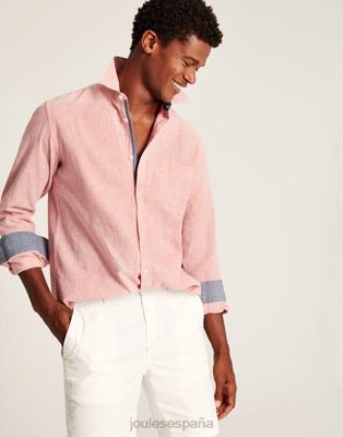 Joules España | Joules camisa de corte clásico en mezcla de lino tilford NZ402171 pata de gallo rosa hombres