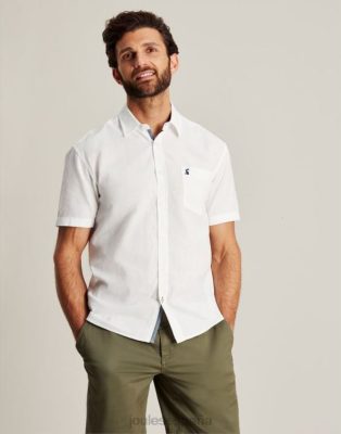 Joules España | Joules camisa de lino rompedor NZ402219 blanco hombres