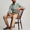 Joules España | Joules camisa de popelina de corte clásico goodridge NZ402225 guinga verde hombres