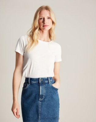 Joules España | Joules camiseta carley lisa clásica con cuello redondo NZ402103 blanco brillante mujer