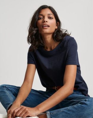 Joules España | Joules camiseta carley lisa clásica con cuello redondo NZ40276 marina francesa mujer