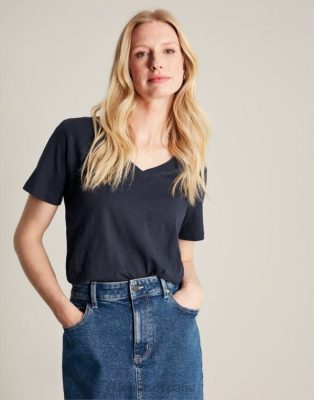 Joules España | Joules camiseta celina lisa con cuello en v NZ40277 marina francesa mujer