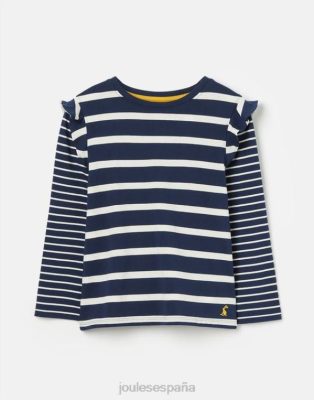 Joules España | Joules camiseta de punto de manga larga elora NZ402324 raya blanca azul marino chicas