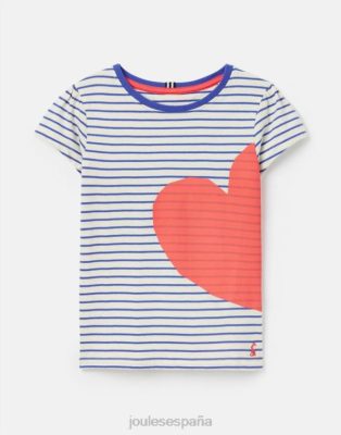 Joules España | Joules camiseta serigrafiada manga corta pixie 2-12 años NZ402265 raya roja del corazón chicas