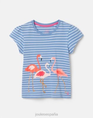 Joules España | Joules camiseta serigrafiada pixie 2-12 años NZ402289 flamenco raya azul chicas
