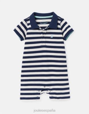 Joules España | Joules mameluco polo avellana 0-24 meses NZ402428 raya azul blanca criaturas
