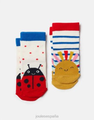 Joules España | Joules paquete de 2 calcetines para pies limpios NZ402400 mariquita del sol criaturas