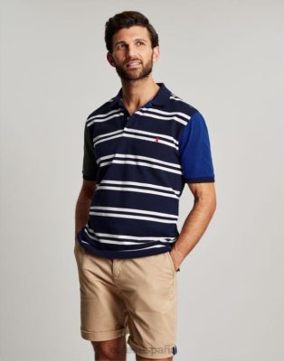 Joules España | Joules polo de madera NZ402186 raya blanca azul marino hombres