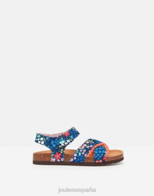 Joules España | Joules sandalias tessie con múltiples tiras y velcro NZ402332 floreciente de gema azul chicas