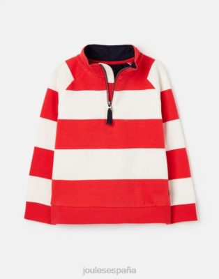 Joules España | Joules sudadera finn rayas 1/2 cremallera 2-12 años NZ402361 melón raya roja chicos