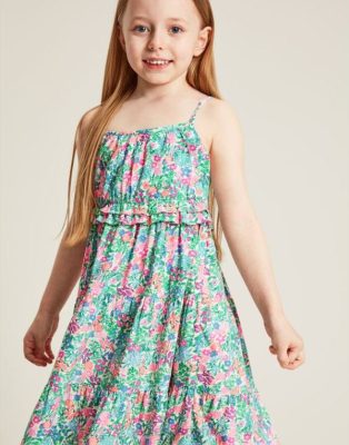 Joules España | Joules theadora vestido imperio fruncido a capas 5-12 años NZ402293 multi florecitas chicas