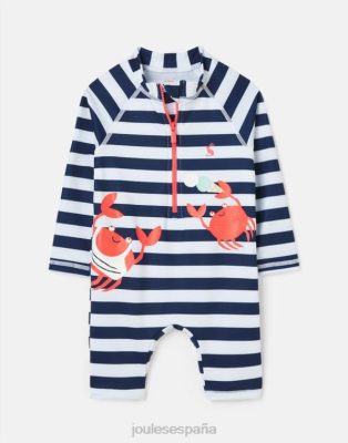 Joules España | Joules traje de erupción con ilustraciones solares 0-3 años NZ402431 cangrejos de rayas azul marino criaturas