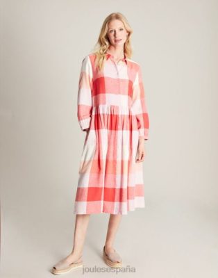 Joules España | Joules vestido camisero holgado faye NZ4027 cheque rosa mujer