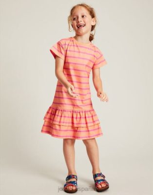 Joules España | Joules vestido markleigh de punto con peplum y manga corta 2-12 años NZ402256 raya durazno chicas